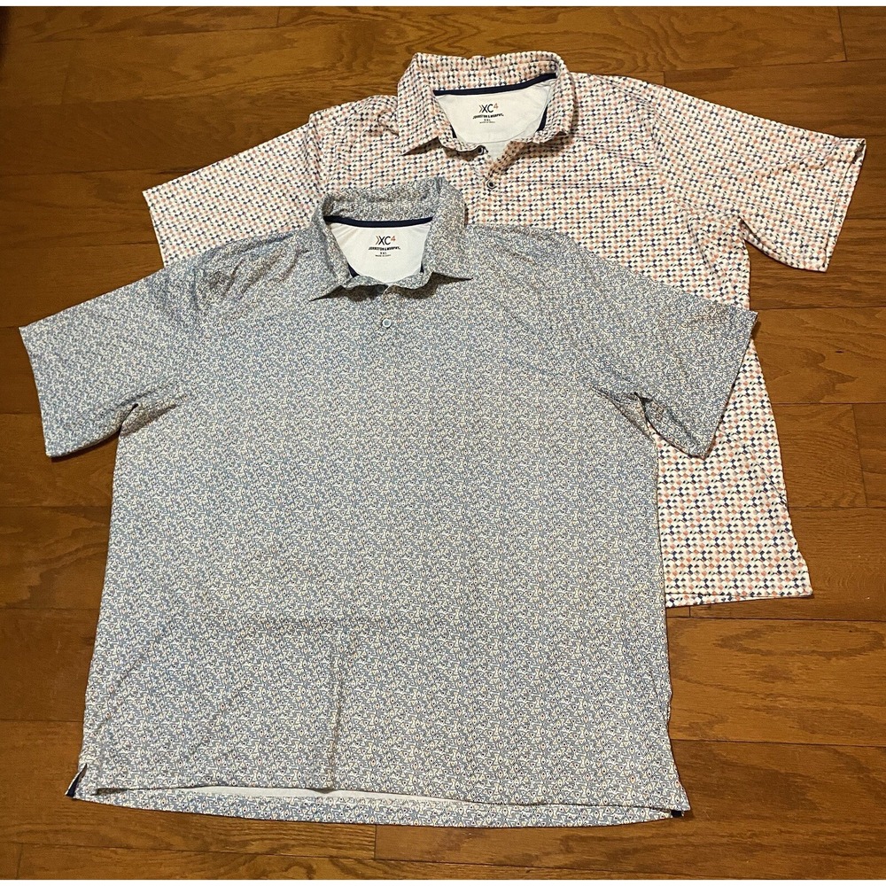 Johnston & Murphy XC4 Performance Polo Shirt Mens XXl 2XL (2 Shirts) Geometric